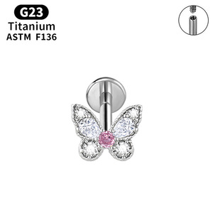 <span class=keywords><strong>Piercing</strong></span> de <span class=keywords><strong>Labio</strong></span> de Titanio G23 con Diseño de Mariposa, Zirconia y Rosca Interna, Poste F136, Joyería Unisex para <span class=keywords><strong>Piercing</strong></span> Helix - Product Image 5