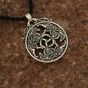 Collier en crin tressé en gros avec médaillon <span class=keywords><strong>Epona</strong></span> Divine en étain, pendentif <span class=keywords><strong>cheval</strong></span> celtique à 3 chevaux, médaillon <span class=keywords><strong>cheval</strong></span> - Product Image 2