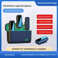 SX6 Microphone Lavalier sans fil cardioïde longue durée de vie de la batterie affichage numérique enregistrement HD pour diffusion en direct en plein air nouveau plastique