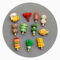 Kawaii 시뮬레이션 바베큐 수지 꼬치 랍스터 맥주 야채 플랫백 카보 숑 미니 음식 공예 인형 집 주방 용품
