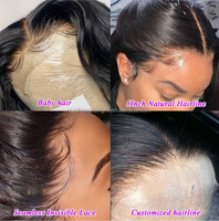 Peluca de pelo frontal de encaje indio crudo 13x4, pelucas frontales de encaje completo sin pegamento para mujeres negras, peluca frontal de encaje recto brasileño de 40 pulgadas