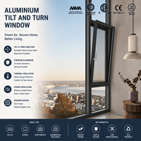 Fenêtre battante moderne insonorisée en aluminium avec verre isolant et persienne pour appartements, hôtels, villas