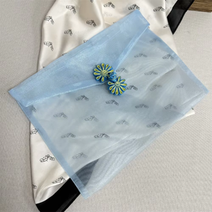 Logo Printed Blue Organza <b>Envelope</b> Jewelry <b>Gift</b> Packaging Luxury Organza <b>Envelope</b> Pouch - Product Image 1