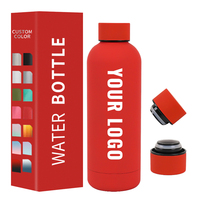 Bouteille d'eau personnalisée de 500 ml en acier inoxydable à double paroi, thermos à vide, peinture en caoutchouc thermique mate, bouteille d'eau de sport pour le bureau