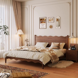 Lit en bois massif à design ondulé, 17,5 cm de hauteur pour robot aspirateur, montage facile, mobilier de chambre romantique pour couples et familles - Product Image 4