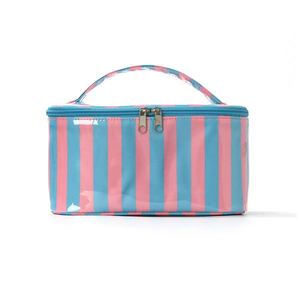 Uionen Custom Striped Glossy <b>Makeup</b> <b>Bag</b> <b>Large</b> Capacity Handheld Cosmetic Pouch Waterproof PVC Travel Toiletry Storage <b>Bag</b> - Product Image 2