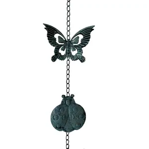 Metal Rain Chain Frog And Butterfly Rain Gutter Blue