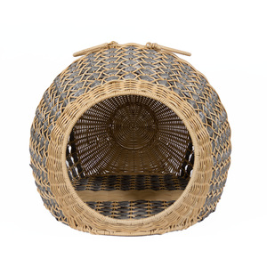 Portable home pet <b>bed</b>, hand-woven cat <b>bed</b> with color-weaving technique, suitable for all seasons, round cat <b>bed</b> for small dogs. - Product Image 2