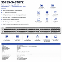 S5755-S48T8Y S48P8Y S48U8Y S48T8YZ S48P8YZ S48U8YZ S48N8YZ S48UN8YZ Switch Gestionado MultiGE PoE++ de 24/48 Puertos 2.5G 25GE