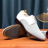 Zapatos de Vestir para Hombre, Estilo Europeo, Parte Superior de Cuero Vacuno, Oxford con Cordones, Ligeros, para Oficina, Primavera y Otoño