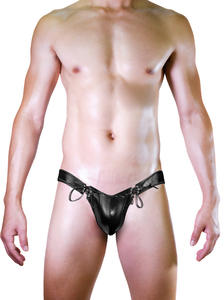 Mutande Sexy erotiche da <span class=keywords><strong>uomo</strong></span> in <span class=keywords><strong>pelle</strong></span> artificiale a vita bassa con cinturino in Jock mutande con cinturino in Jockstrap per glutei - Product Image 2
