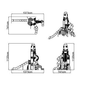 Aire de jeux commerciale géante en forme de tour spatiale |   Équipement de jeu extérieur sur le thème des fusées pour enfants avec toboggans en spirale rotomoulés - Product Image 6