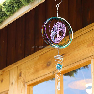 Molinillo de Viento Metálico 3D para Exteriores, de Acero Inoxidable, con Bola Esférica y Cola en Espiral, Esculturas de Viento para Decoración de Jardín - Product Image 2