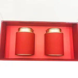 Neu kunden spezifisches Design Geschenk Tee kiste Röhrchen setzt rote Papp dosen setzt Tee zylinder Verpackung Papier kanister