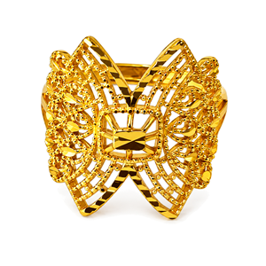 Bague de cocktail papillon dorée avec sertissage pavé, style glamour pour femme, bijoux de fête - Product Image 1