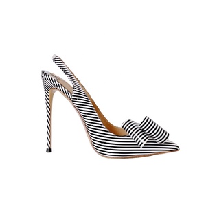 Wholesale Fashion Red Bottom Women's Pumps Stripe <b>Bow</b> Slingback High Heels <b>Sandals</b> 12cm 10cm 8cm Stiletto Heel Summer Trends - Product Image 3