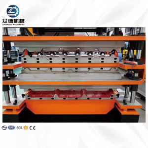 Machine de formage de rouleaux de toiture à trois couches professionnelle, <span class=keywords><strong>prix</strong></span> d'usine, machine automatique de fabrication de tuiles de toiture trapézoïdales - Product Image 4