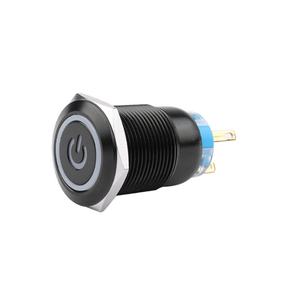 12 voltios 5A 19mm de luz LED iluminado enclavamiento Metal negro interruptor de botón de empuje - Product Image 2