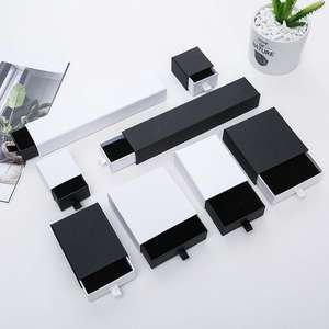 Boîte à bijoux en papier de stockage de type tiroir noir et blanc de haute qualité personnalisable en gros pour colliers boucles d'oreilles bagues - Product Image 2