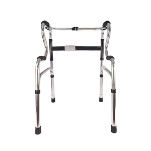 Aluminum Alloy <b>Walker</b> With Seat Foldable Adjustable Height Four Legged Non Slip Walking Aid For <b>Elderly</b> Mobility Support - Product Image 2