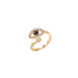 Bague œil du diable plaquée or, zircone bleue, forme d'œil, bijoux de mode unisexe, cadeau - Product Image 5