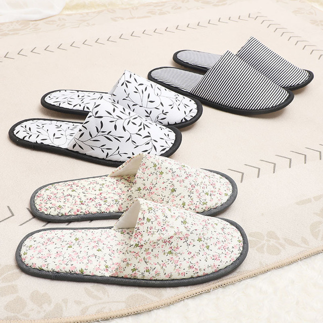 Non-slip Quiet Disposable Cloth Guest Slippers; Printed Simplicity Style Hotel Slippers; B&B Business Trip Travel Beauty Salon