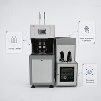 Machine de soufflage de bouteilles d'eau minérale PET semi-automatique à 2 cavités Taizhou SG-B3L avec cylindre rotatif, PLC et moteur de 8 kW