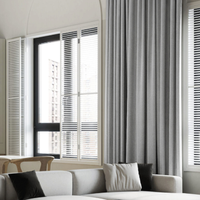 Tissu occultant double face en faux velours-lin 100 % polyester à plis froncés, entièrement occultant, anti-poussière pour rideaux