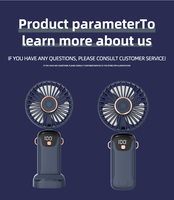 Mini-ventilateur portable rechargeable en gros, 1200 mAh, trois vitesses, affichage LED, chargement USB, écologique, pour voiture/camping-car