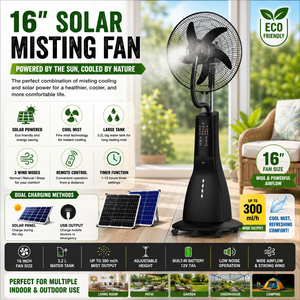 Ventilador de Agua Vertical Portátil con Atomización y Humidificación, Carga Solar, para Uso Doméstico y Comercial - Product Image 1