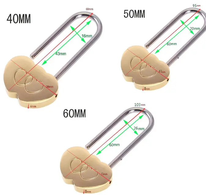 No Keyed pad lock inciso Double Heart Lock Lovers regali di nozze lucchetto in ottone love lock