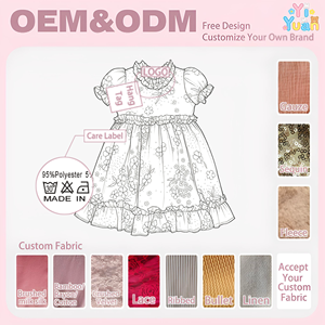 ชุดเดรสเด็กผู้หญิงลายดอกไม้สีกรมท่า ผ้าฝ้าย แขนสั้นพอง คอระบาย ทรงเอไลน์ สำหรับงานปาร์ตี้ฤดูร้อน เหมาะสำหรับเด็กอายุ 0 ถึง 6 ปี - Product Image 2