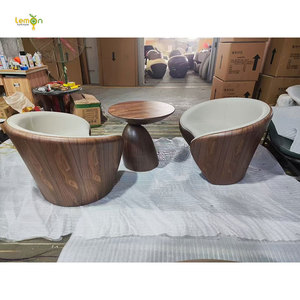 Asiento de fibra de vidrio, combinación de <span class=keywords><strong>mesa</strong></span> de centro, descanso de hotel, grano de madera, forma <span class=keywords><strong>semicircular</strong></span>, <span class=keywords><strong>mesa</strong></span> de centro de setas - Product Image 6