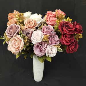 Bouquet de roses croissantes à 11 têtes Queyiyi, 51 cm, arrangement de roses artificielles, décoration de mariage, décoration de la maison - Product Image 2
