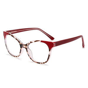 Nuovi occhiali Anti-blu luce femminile modello solido Retro piatto colore lente piatta occhio di gatto stile 5706 PC Core gamba specchio diamantato faccia - Product Image 5