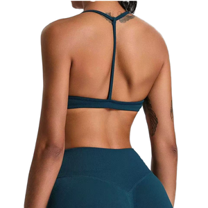 Dây kéo áo ngực thể thao cho phụ nữ Strappy Độn Dây ericie mở trở lại ánh sáng tác động sâu V cổ Yoga Workout phòng tập thể dục Tops - Product Image 6