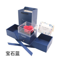 Boîte à bijoux avec rose éternelle, double ouverture, couvercle en acrylique, tiroir en velours, coffret cadeau pour collier et bague, Saint-Valentin 2026 2027