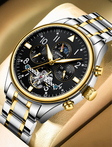 KINYUED Envío Rápido Relojes Mecánicos de Venta Caliente para Hombre <span class=keywords><strong>Reloj</strong></span> de Cuero de Lujo para Hombre Envío Directo - Product Image 4
