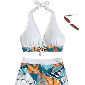 Conjunto de Bikini de Talle Bajo con Tirantes para Mujer, Traje de Baño Corto Estampado con Tanga, Ropa de Playa, Traje de Baño - Product Image 1