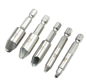 SKOLE Juego de 5 brocas de corona de alta calidad con extractor de tornillos, vástago recto, acabado liso para mecanizado de metal negro, 50-160mm en <span class=keywords><strong>total</strong></span> - Product Image 3