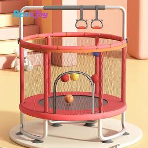 Trampoline enfant sécurisé de 1,4 m pour usage intérieur avec filet de sécurité et barre de maintien, lit de saut robuste pour tout-petits, trampoline intérieur. - Product Image 2