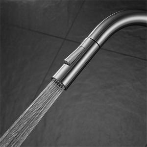 Pull Out <b>Spray</b> Kitchen Faucet 304 Stainless Steel Single Handle Deck <b>Mounted</b> Modern Style Ceramic Valve Core - Product Image 2