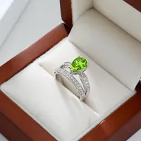 Cs Gem-anillo de compromiso para mujer, GEMA de peridoto verde, piedra de olivino, Gema