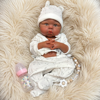 Poupée Bébé Reborn en Silicone de 45 cm (18 pouces) Fille Noire Réaliste Africaine Américaine Nouveau-né Faite à la Main Corps Souple Lesté Cadeau
