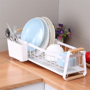 <b>Kitchen</b> Dish Racks Standing Type Modern Stainless Steel Double Tier Waterproof Drain Storage for Countertops Sinks Tableware - Product Image 4