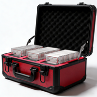 Boîte de rangement et de présentation portable en aluminium rouge de luxe à 3 rangées pour cartes de sport gradées NGC BGS, étui pour slabs, personnalisation acceptée
