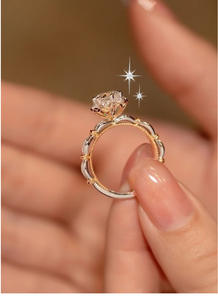 Luxuriöse Hochzeits-Versprechensringe 925 Sterling Silber Ovaler Schliff 50-Cent Moissanit Krappenfassung Verlobungsring für Damen Schmuck - Product Image 2