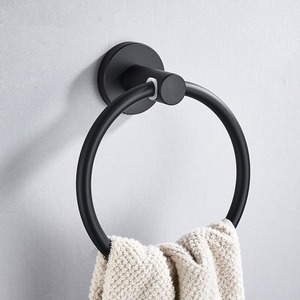 Ensemble d'accessoires de salle de bain en acier inoxydable noir, porte-serviettes de 600 mm, porte-savon, porte-brosse à dents, brosse de toilette, montage mural, minimaliste - Product Image 4