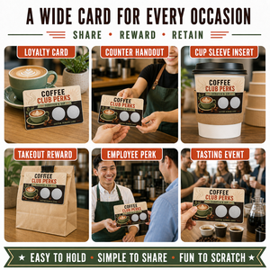 Cartes postales à gratter CMYK Premium pour programme de fidélité café, coupons de récompense larges pour les avantages de l'adhésion au café et les campagnes de rétours clients - Product Image 6