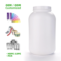 Conteneur de protéines de lactosérum isolées de qualité alimentaire en HDPE blanc de 5 L, vente en gros, pot en plastique cylindrique classique vide avec bouchon à vis en plastique